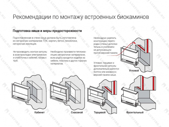 Встроенный биокамин Lux Fire Сквозной 730 S