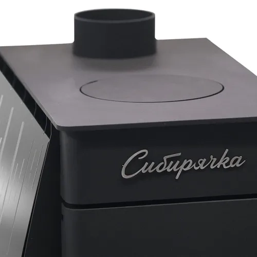 Печь отопительная с плитой &amp;quot;СИБИРЯЧКА&amp;quot;-12 кожух нерж. сталь, дверца со стеклом