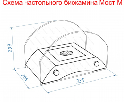 Настольный биокамин Lux Fire &amp;quot;Пушкинский мост&amp;quot; М (серебро)